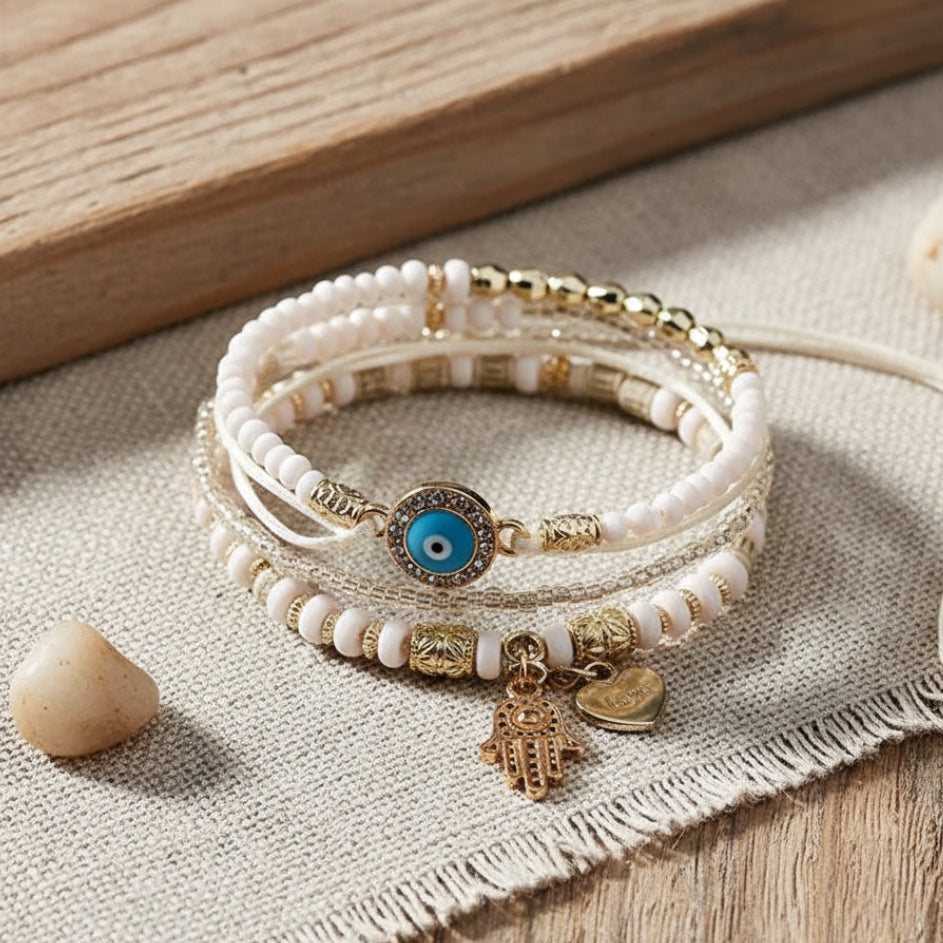 Hamsa Perlen Armband Bundle