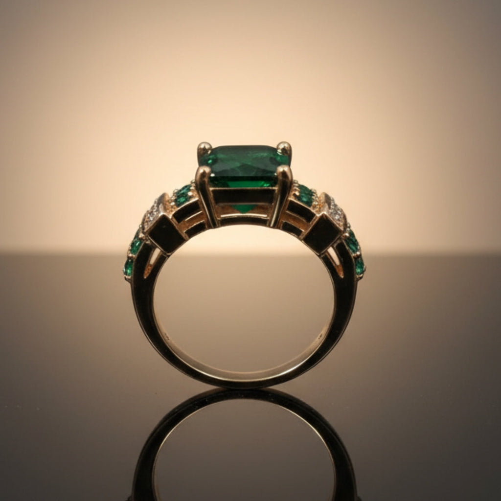 Grüner Kristalliner Goldring