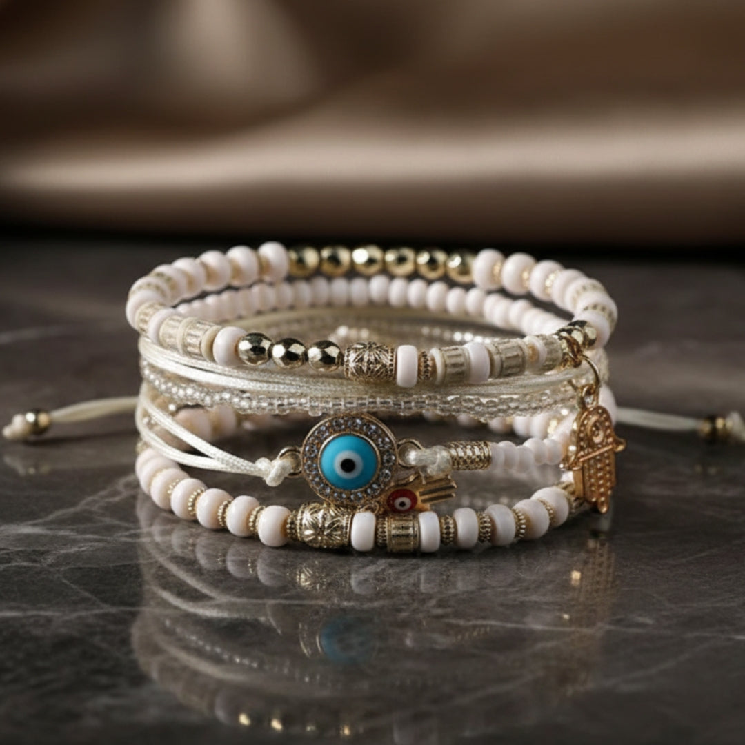 Hamsa Perlen Armband Bundle