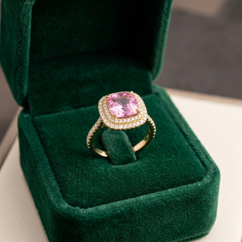 Kissenform Pink Saphir Ring