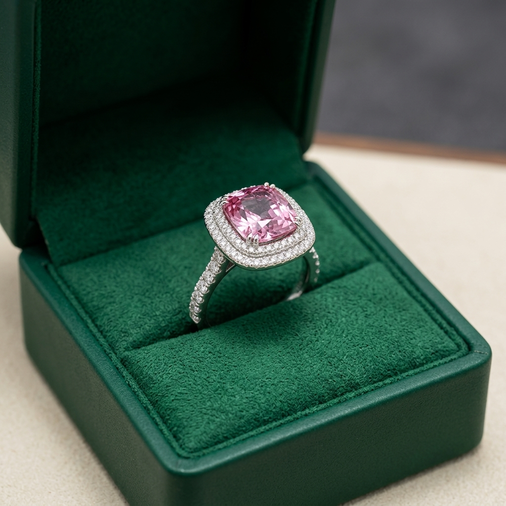 Kissenform Pink Saphir Ring