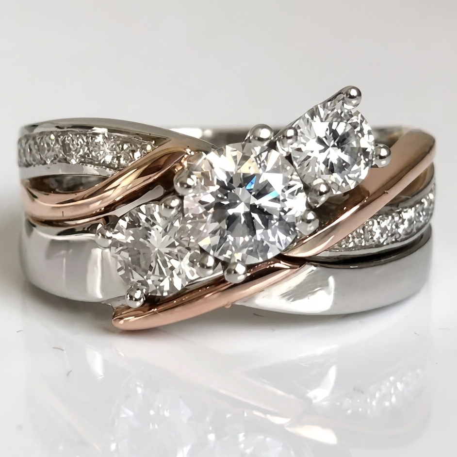 Vintage Gold Silber Zirkonia Ring