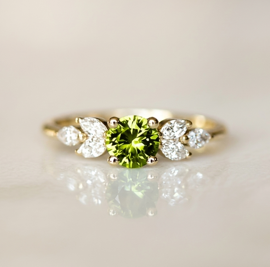 Vintage Oliven-Zirkonia-Ring