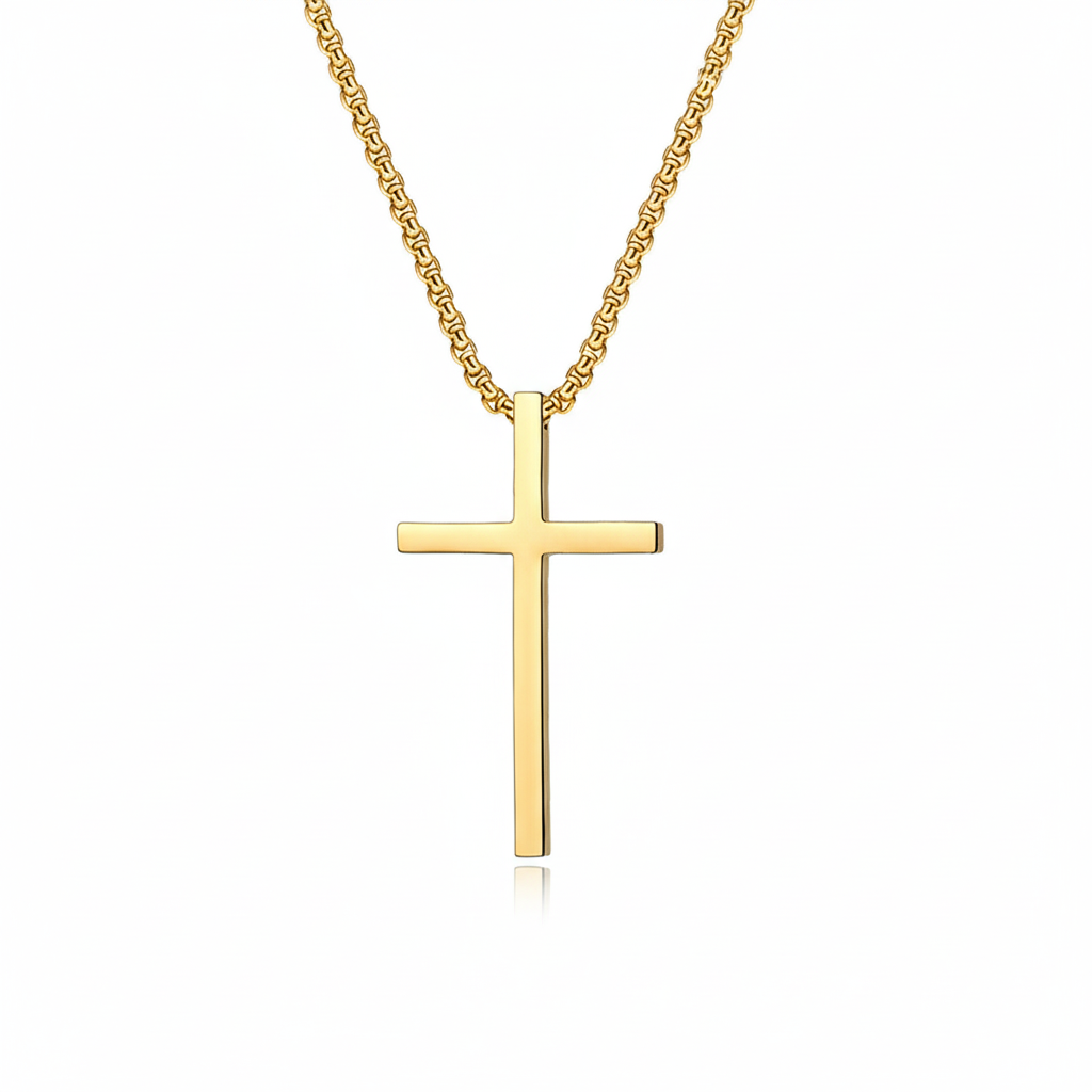 Bezel Gold Kreuz Necklace