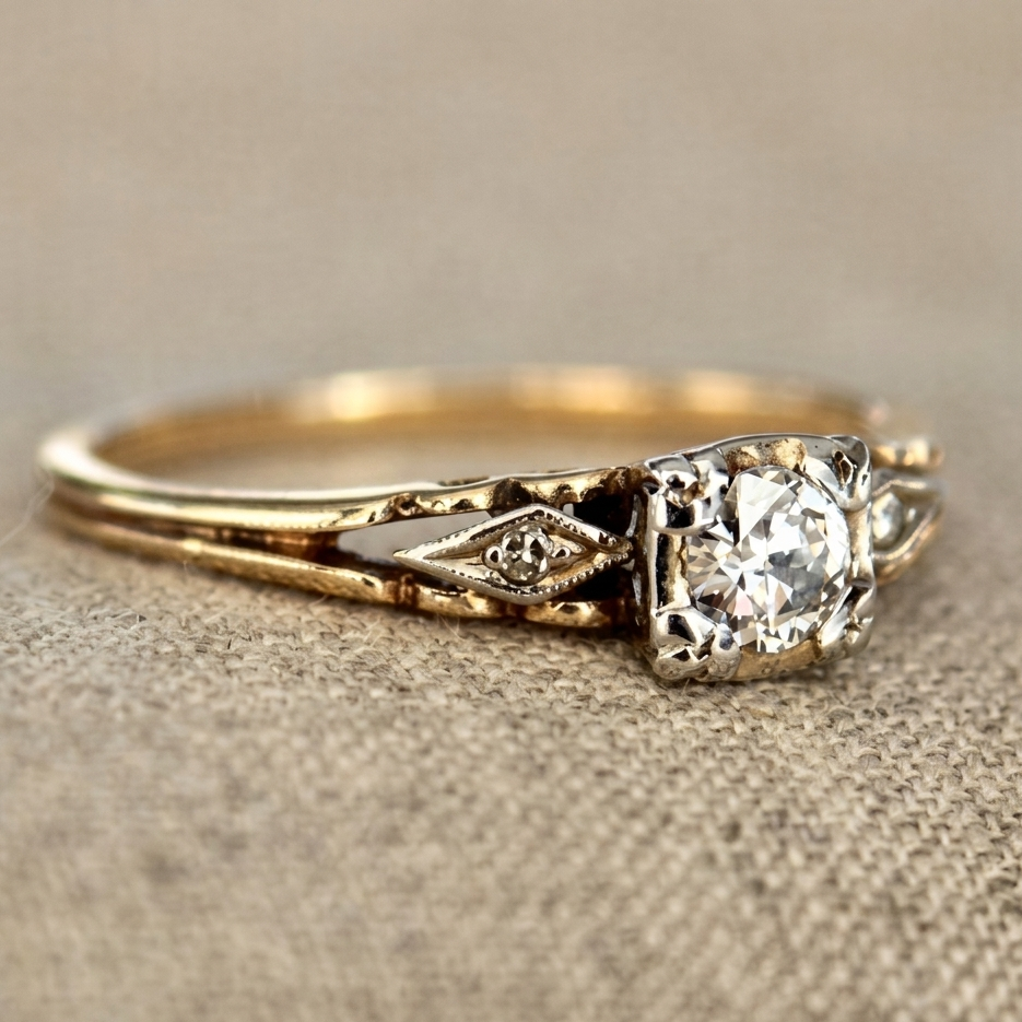 Vintage Feiner Gold-Zirkonia Ring