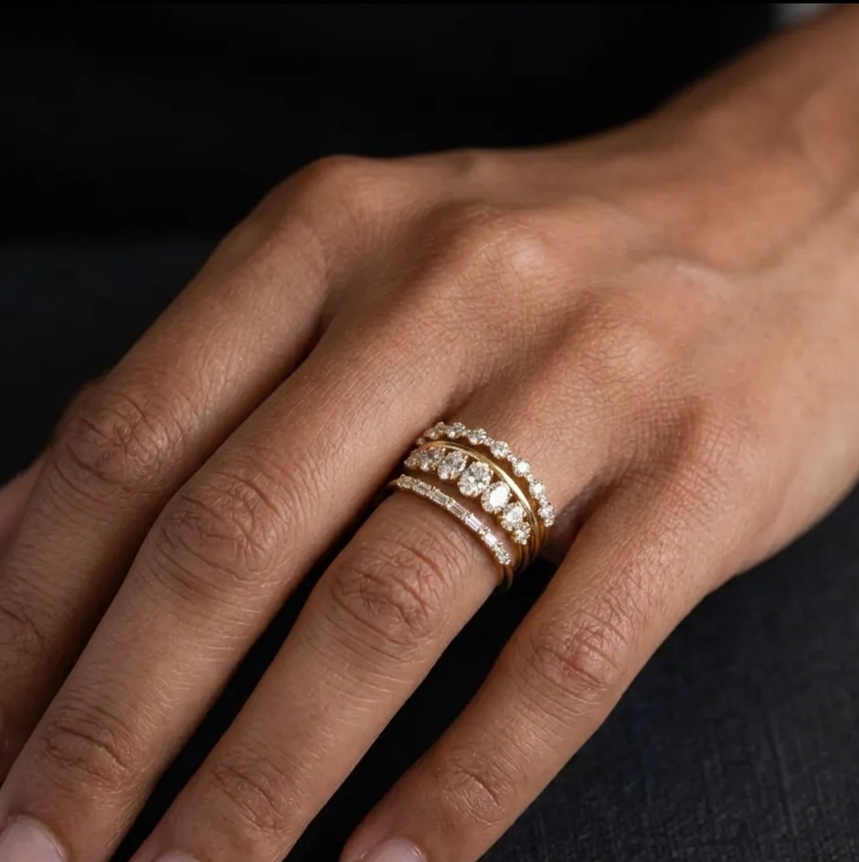 Vintage Elegantes Zirkonia Ring Set