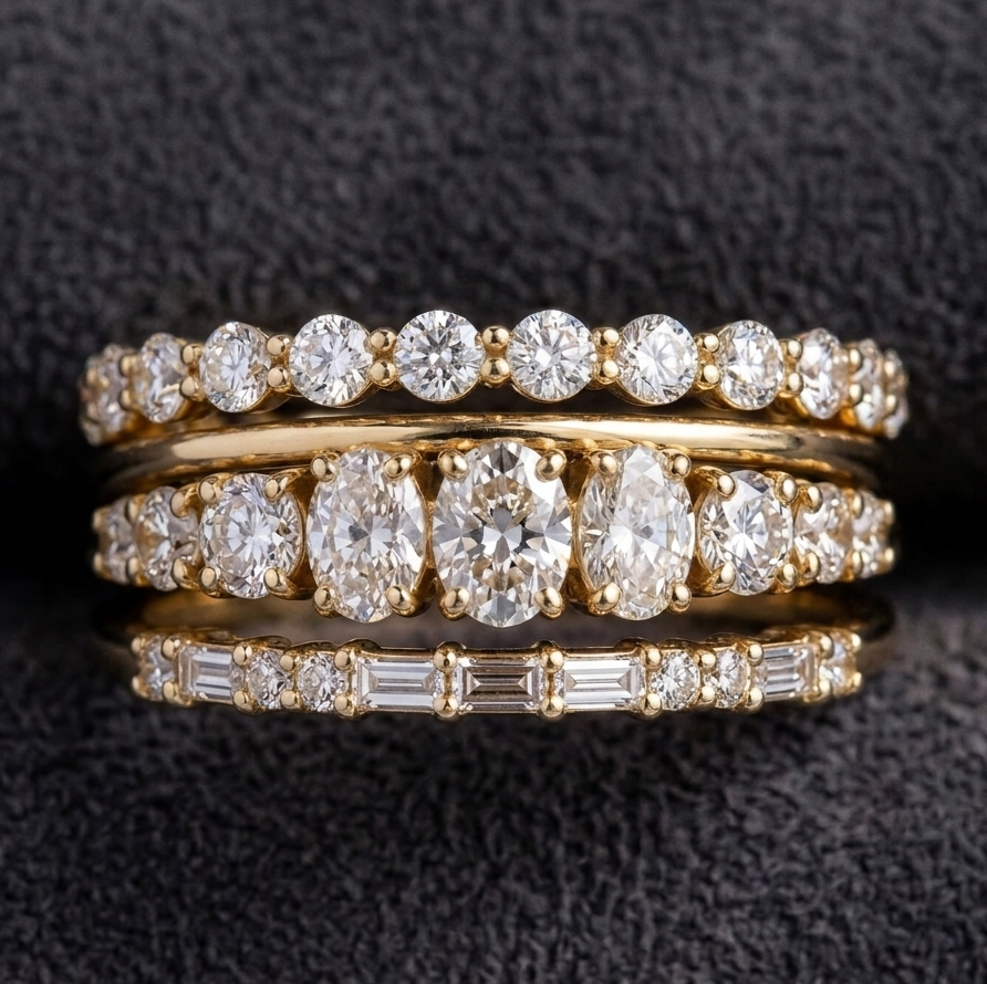 Vintage Elegantes Zirkonia Ring Set