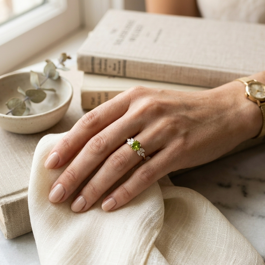 Vintage Oliven-Zirkonia-Ring
