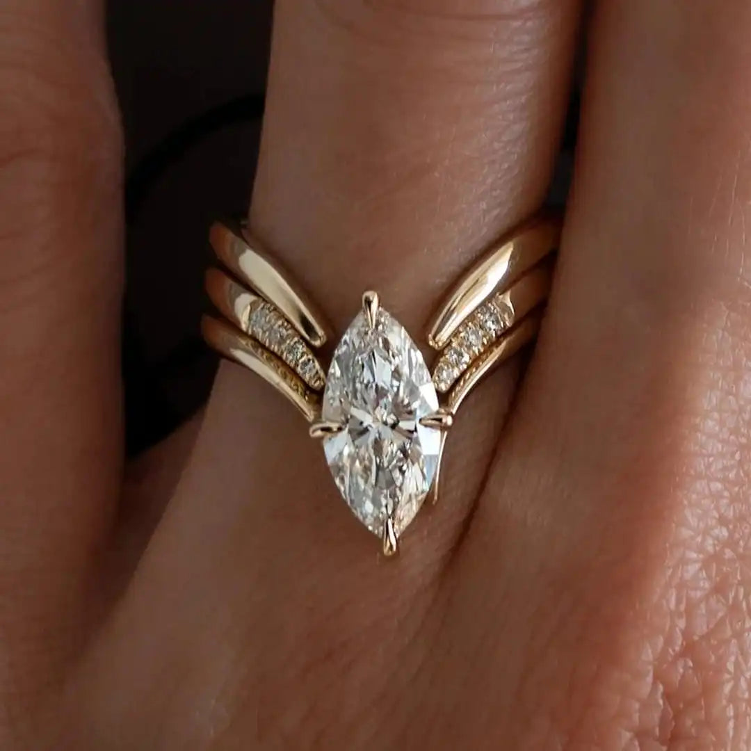 Ring-Set – Marquise-Schliff Kristall