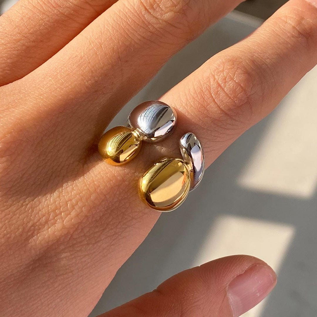 Zweifarbiger Gold-Silber Stapelring