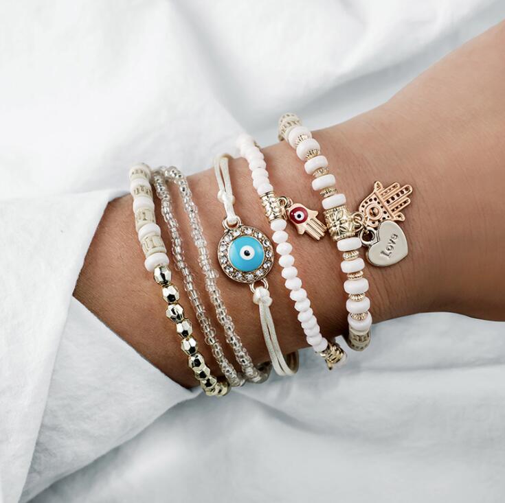 Hamsa Perlen Armband Bundle