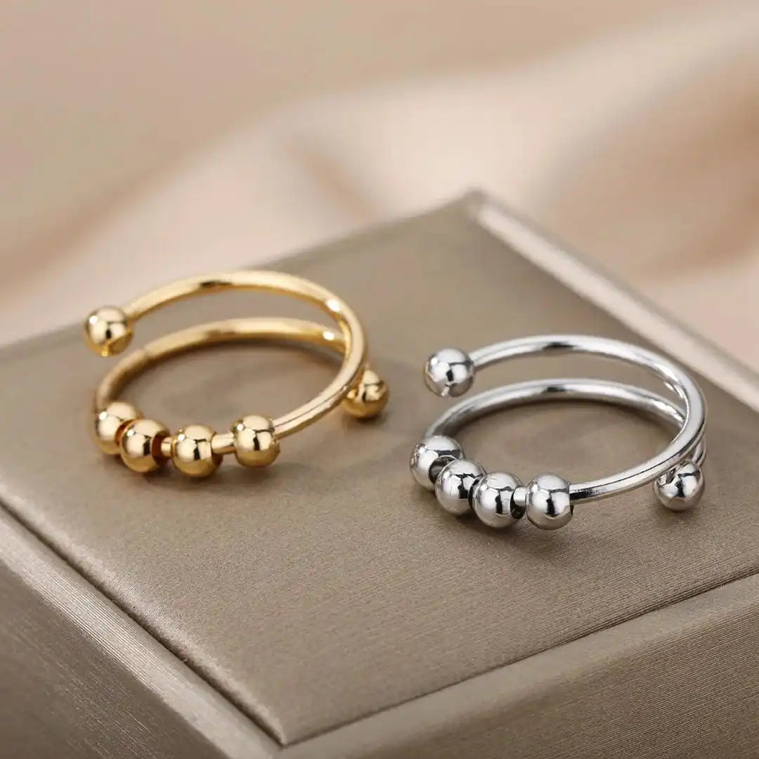 Angst und Anti-Stress Perlenverstellbarer Ring