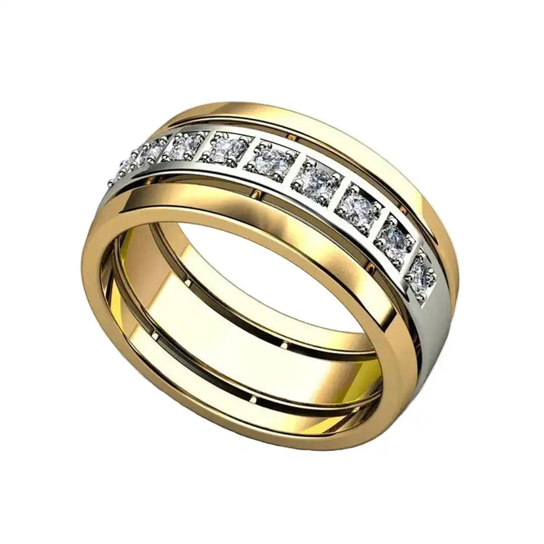 Zweifarbiger Goldring mit Zirkonia
