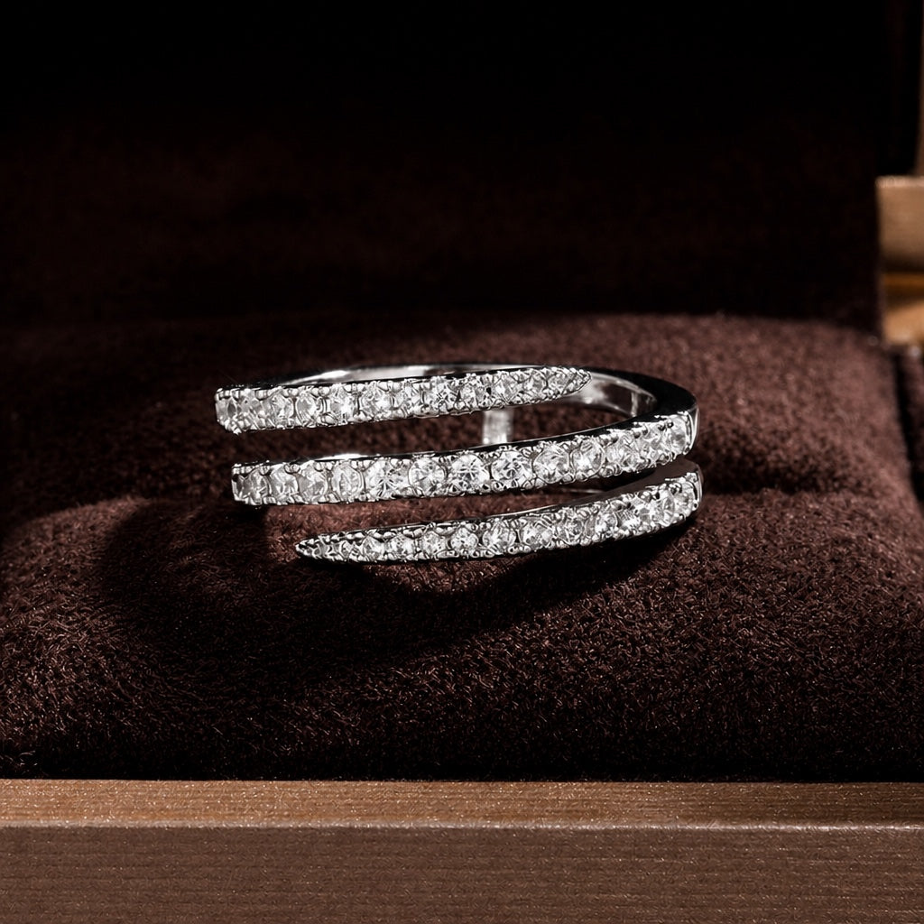Eingelassener Zirkonia Weißgold Unendlichkeit Ring
