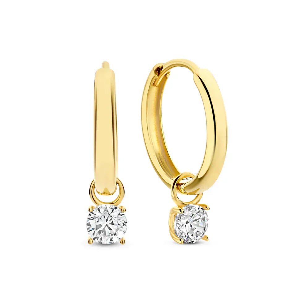 Larmes Weißgold Steindesign Creolen