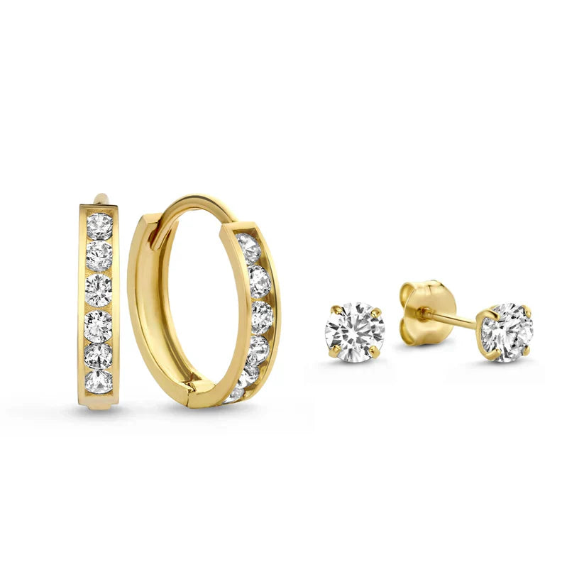 Brillane Stein Ohrringe Set aus Weißgold