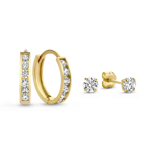 Brillane Stein Ohrringe Set aus Weißgold
