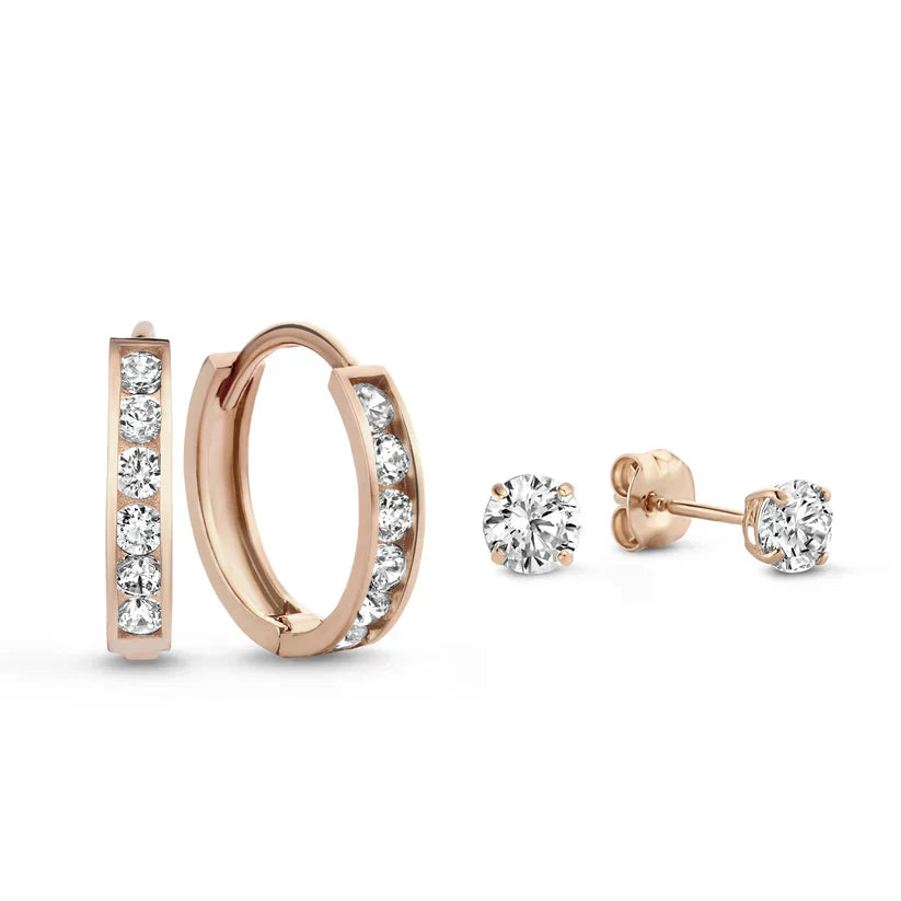 Brillane Stein Ohrringe Set aus Weißgold
