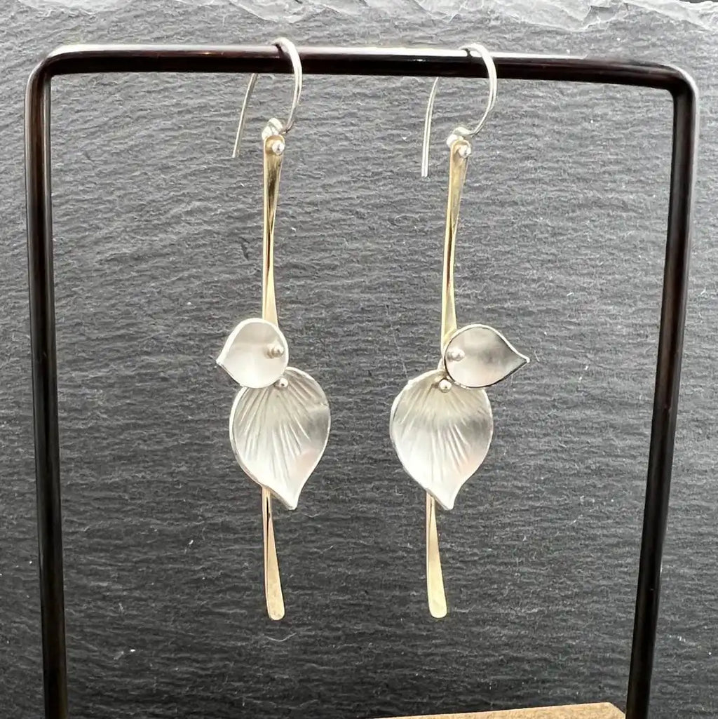 Silberne Blatt Vintage Ohrringe