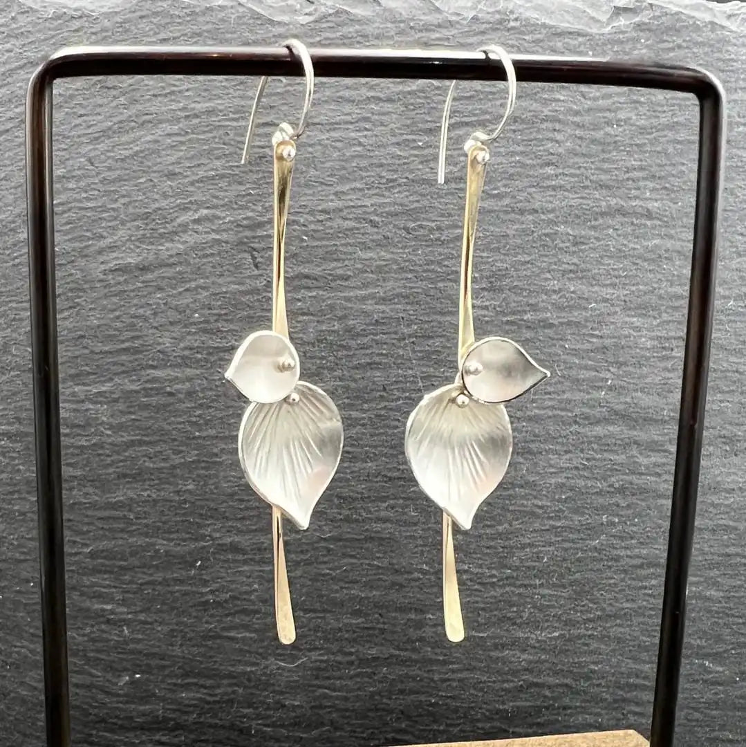 Silberne Blatt Vintage Ohrringe