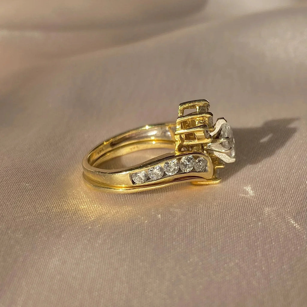 Vintage Gold Inlay Zirconia Ring