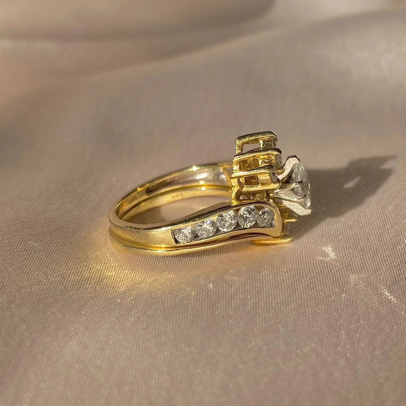 Vintage Gold Inlay Zirconia Ring