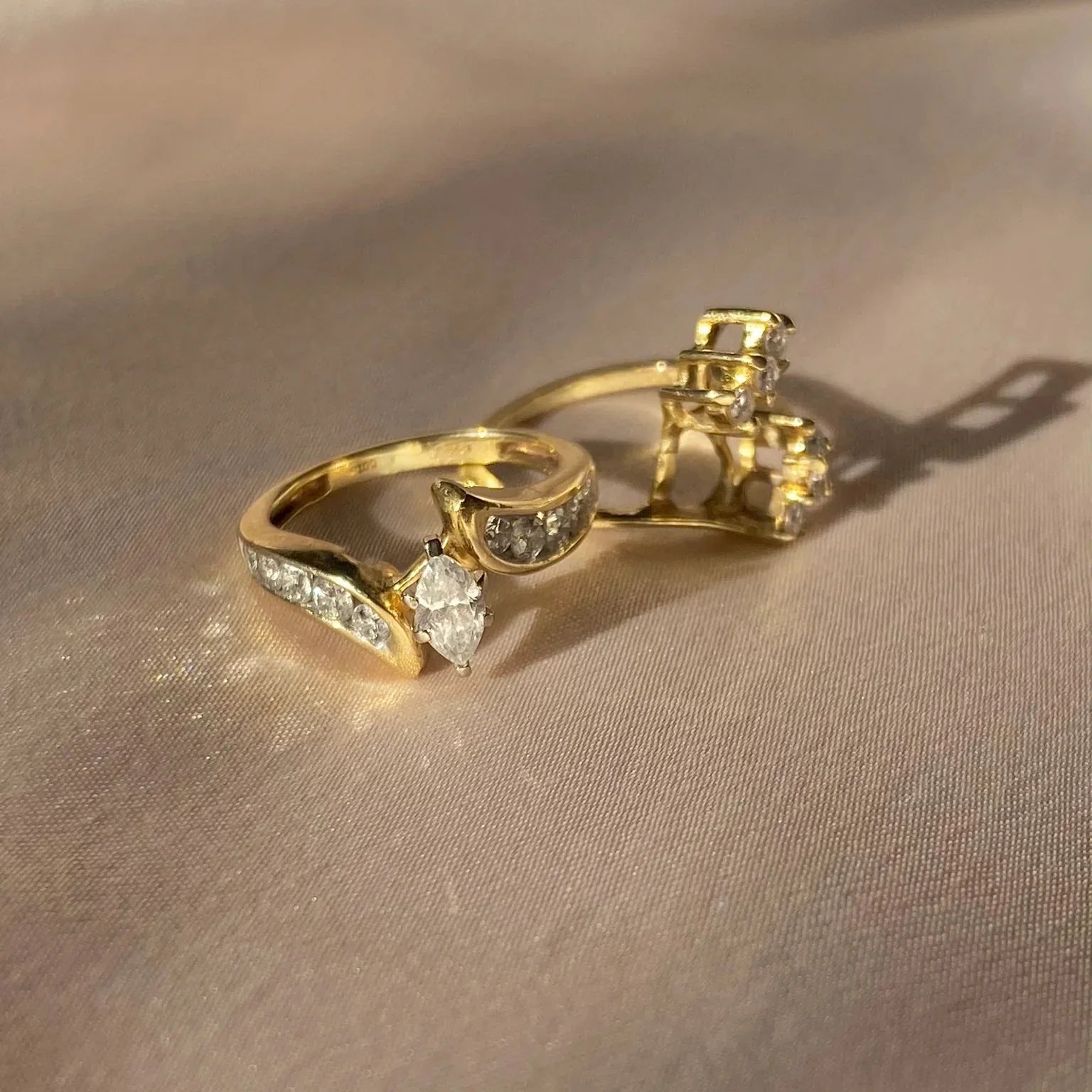 Vintage Gold Inlay Zirconia Ring