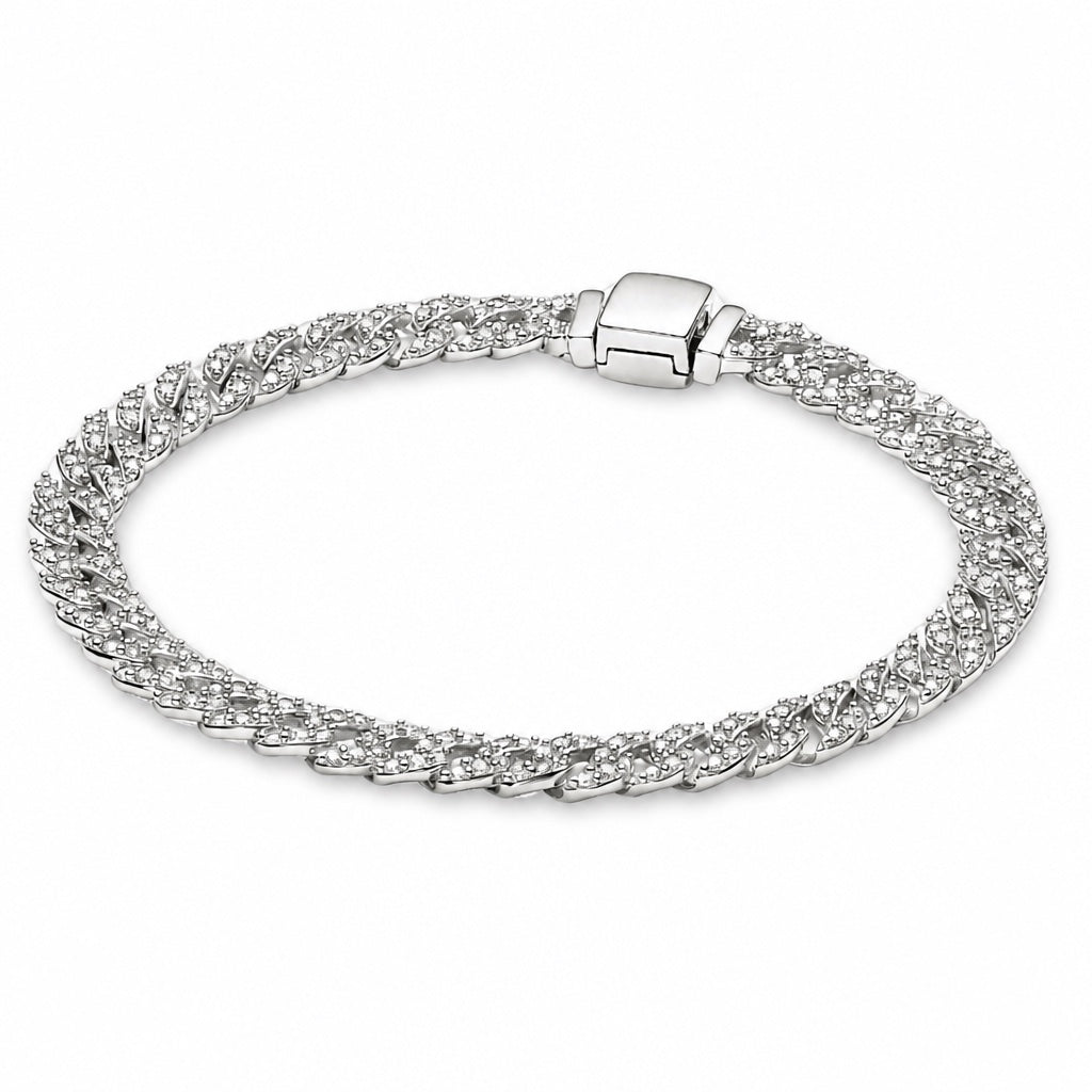 Pave Cuban Weißgold-Armband