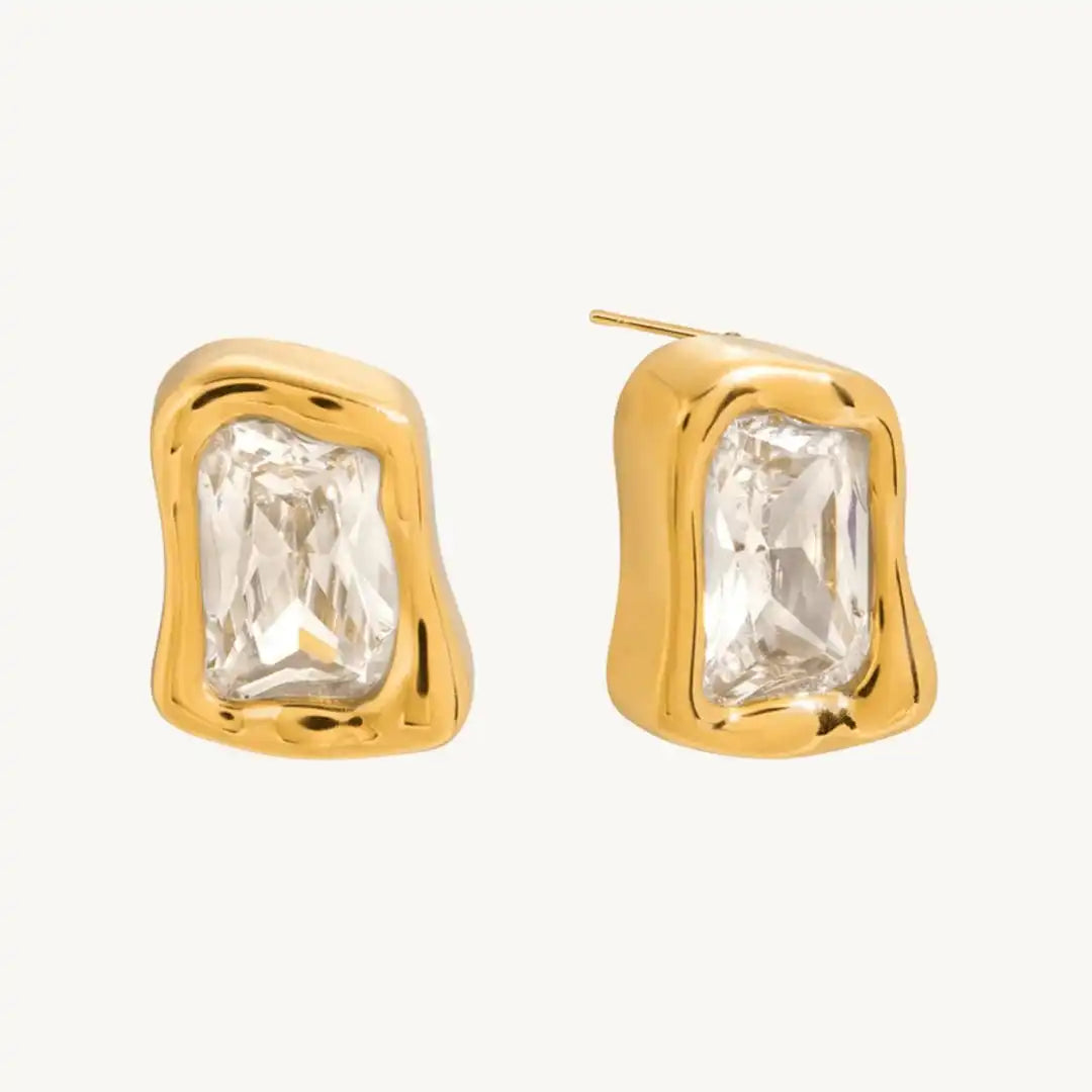 Zeitlose Gold-Zirkon-Quadratohrringe