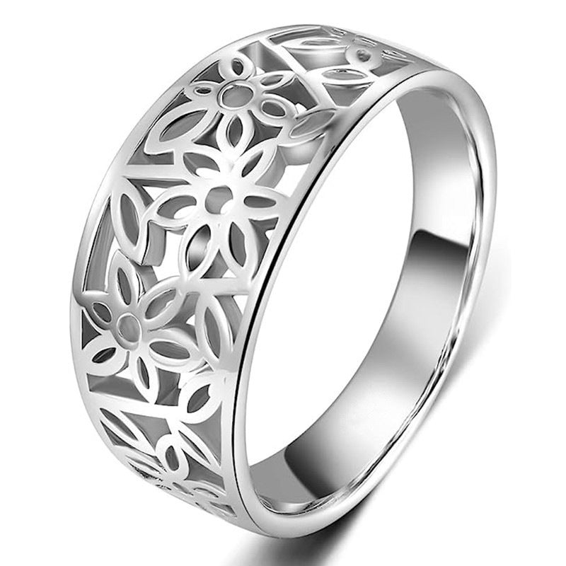 Zarte Blume Daria Ring aus Weißgold