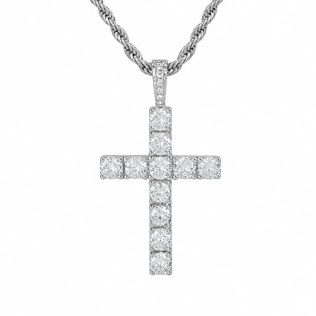 Goldenes Kreuz Kristalle Halskette