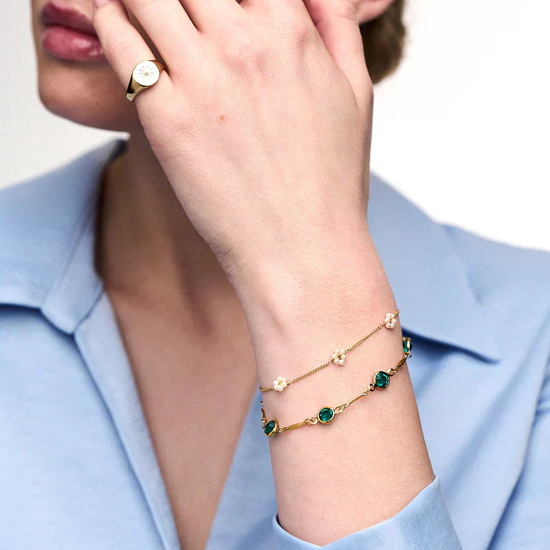 Smaragd-Link-Kettenarmband