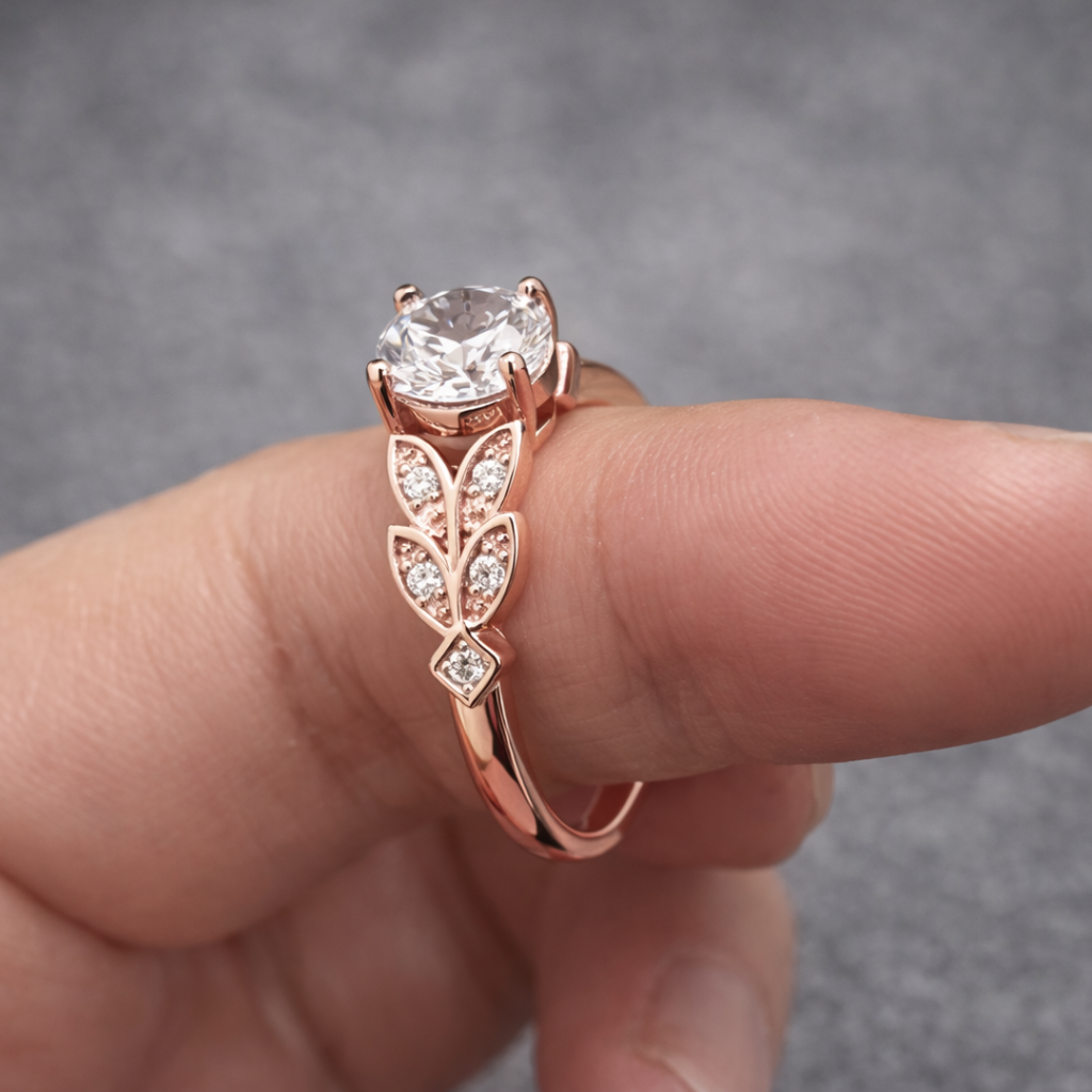 Exotischer Blumenkranz-Zirkonia-Ring