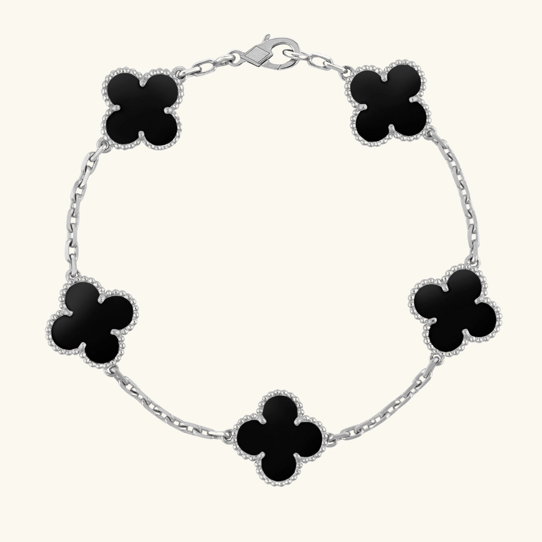 CLOVER | Armband Schwarz/Silber