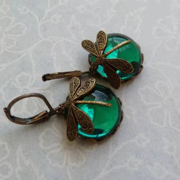 Vintage Libellen Gold Ohrringe