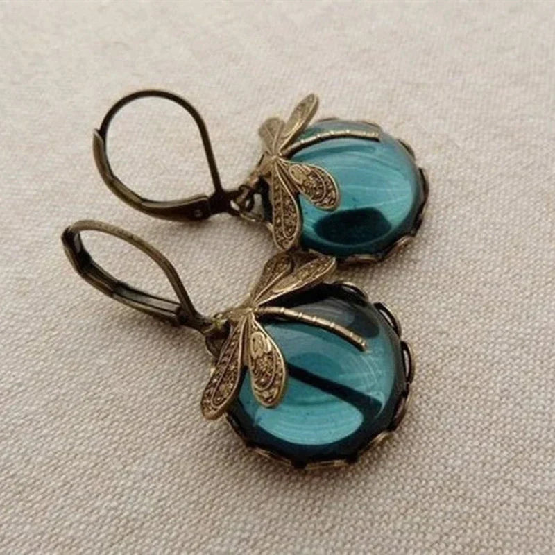Vintage Libellen Gold Ohrringe