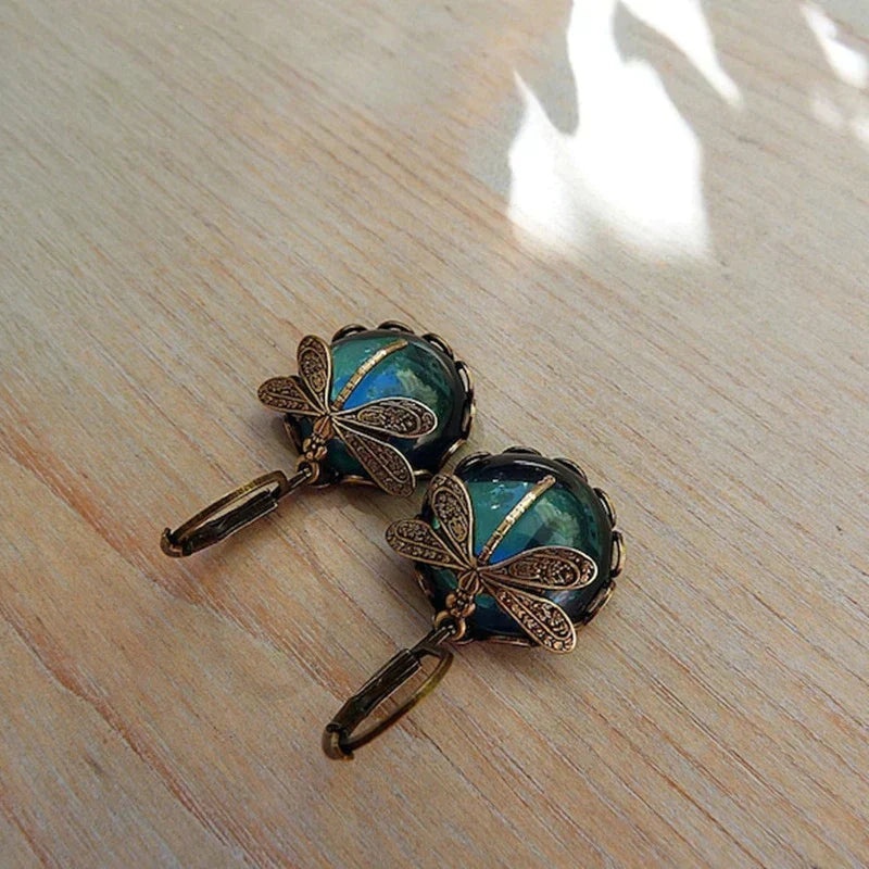 Vintage Libellen Gold Ohrringe