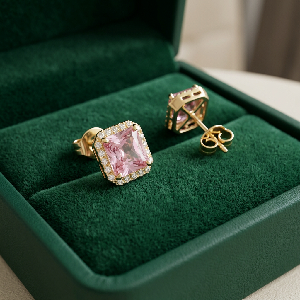 Rosa Saphir Pave Ohrstecker