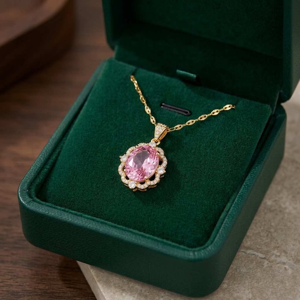 Rose Oval Crown Halo Halskette