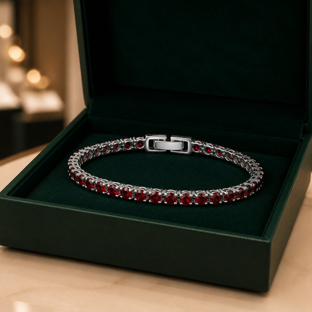 Ruby Tennis Armband aus Weißgold