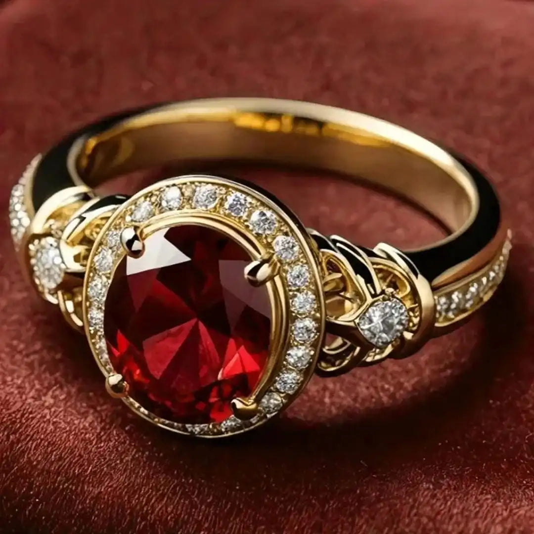 Rubin Halo Knoten Statement Ring