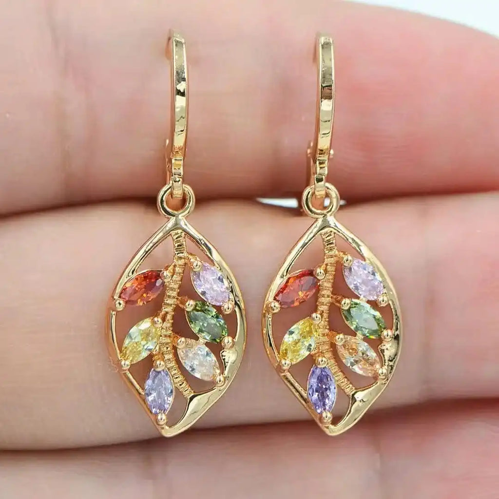 Vintage Gold Leaf Bunte Ohrringe