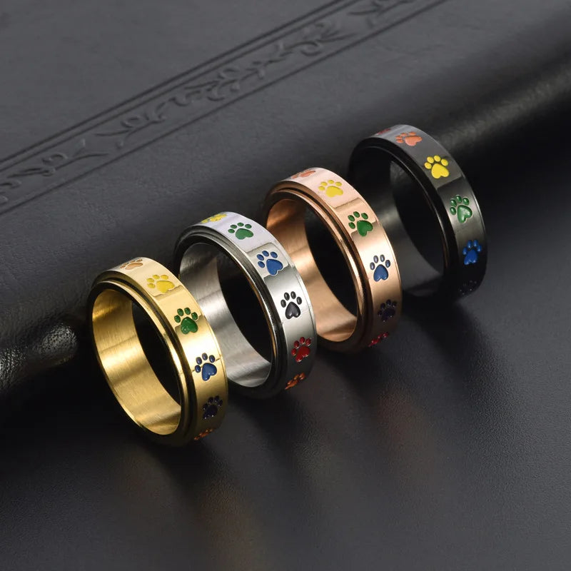 Edelstahl Pfoten Spinner Ring