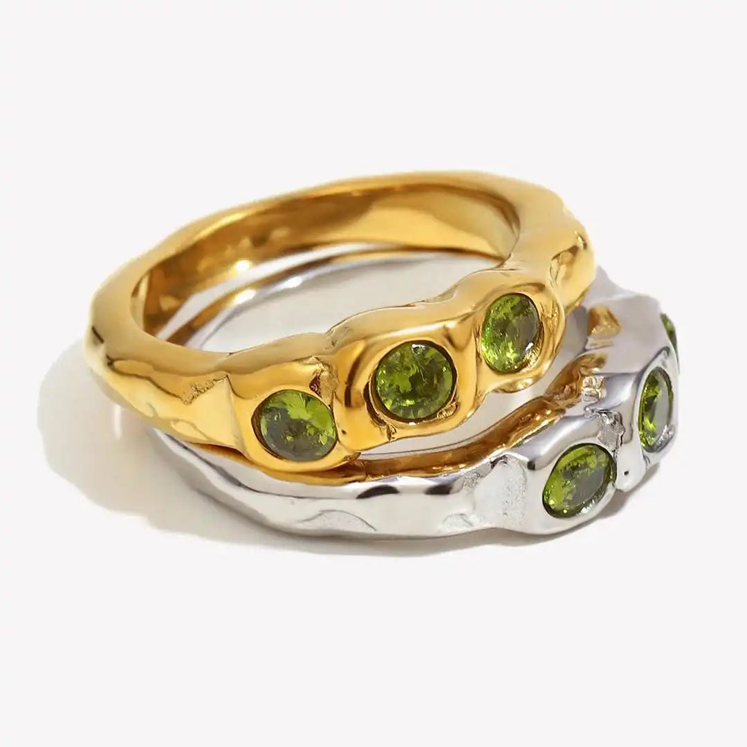 Vintage Goldene Einlege-Gemstone-Ring