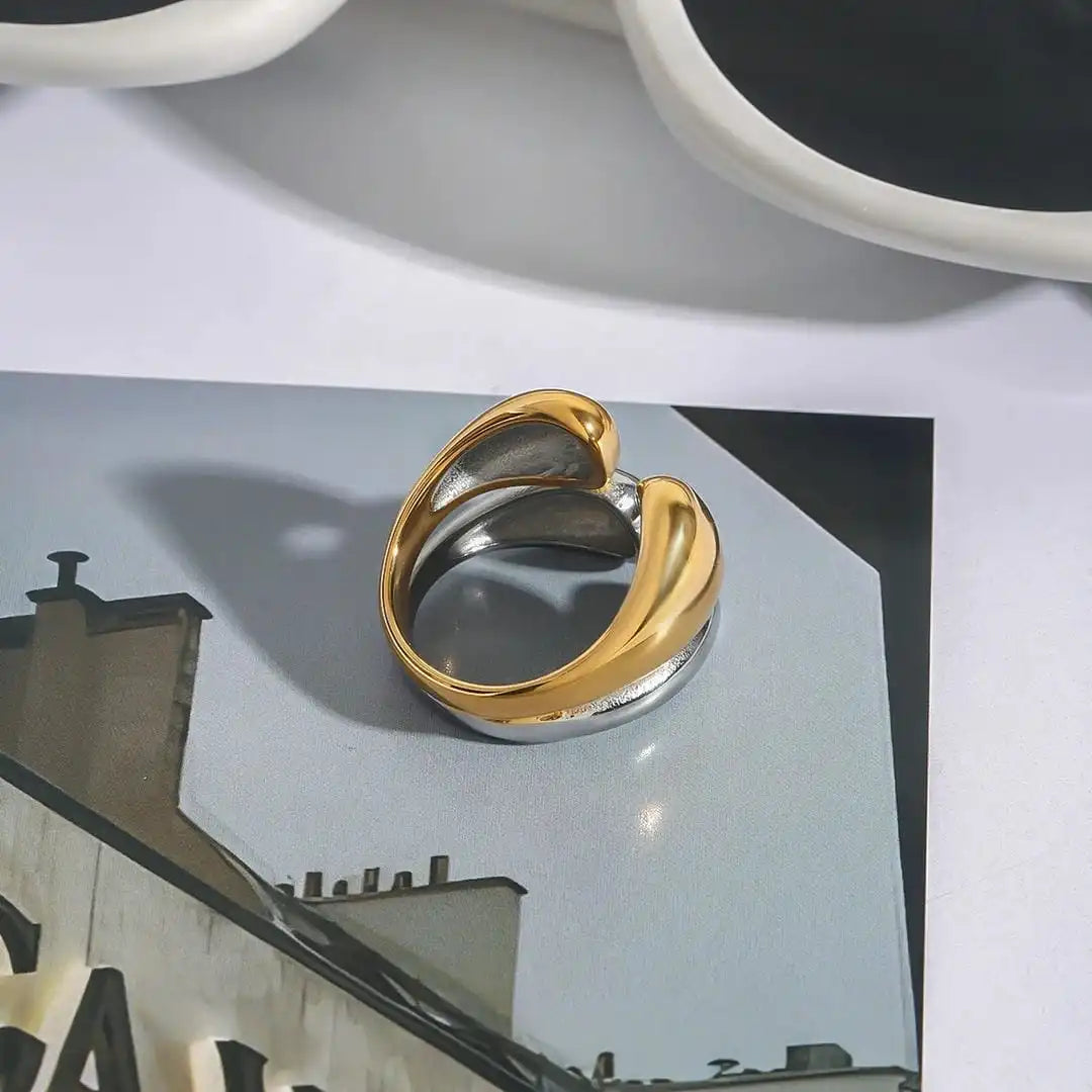 Zweifarbiger Gold-Silber Stapelring