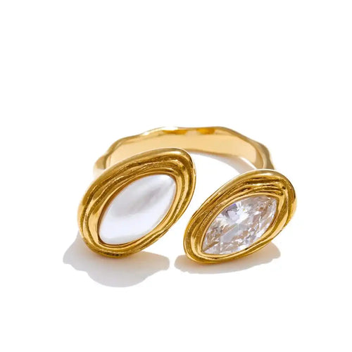 Doppelter Marquise Bypass Verstellbarer Ring