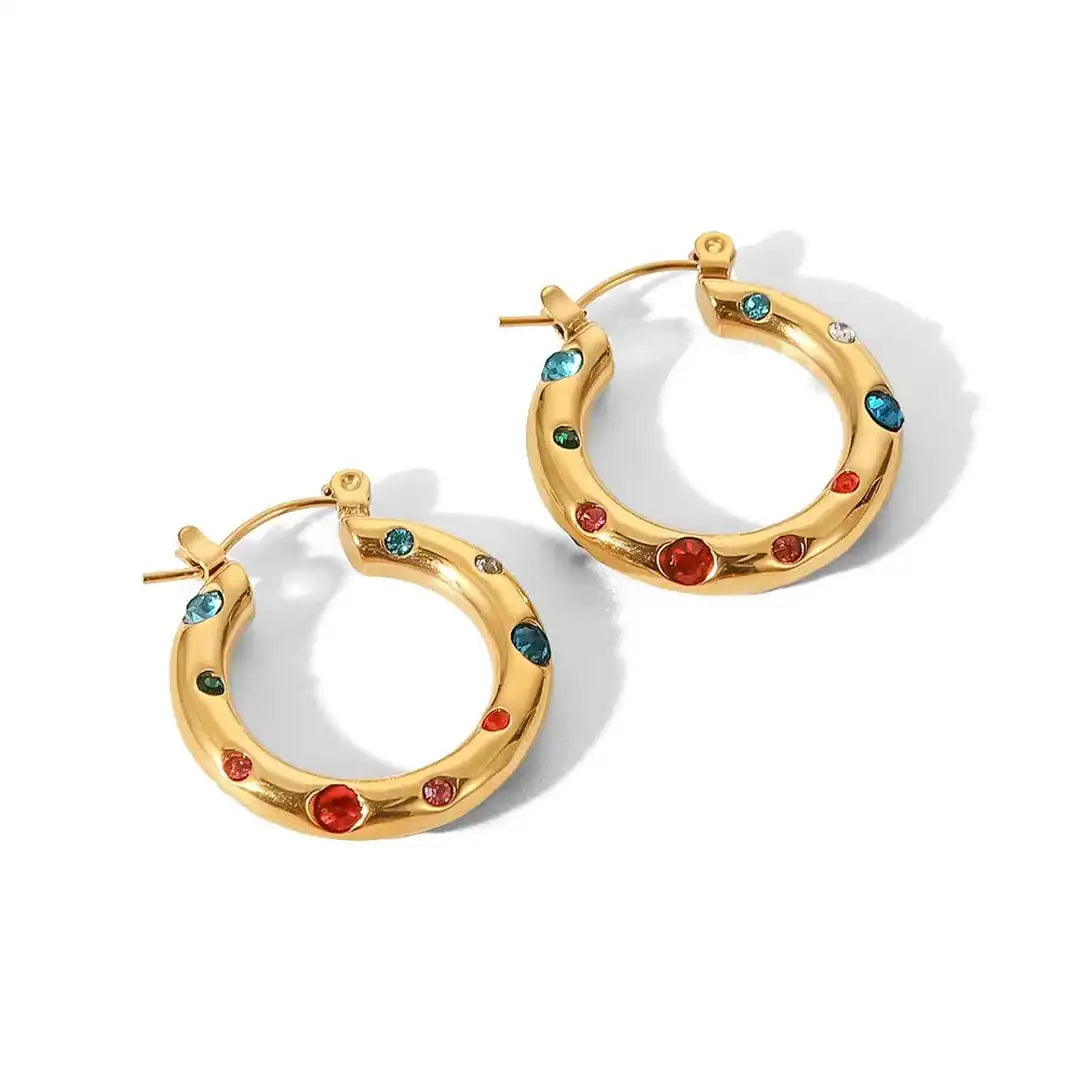 Glänzende Gold-Zirkon Kreis-Ohrringe