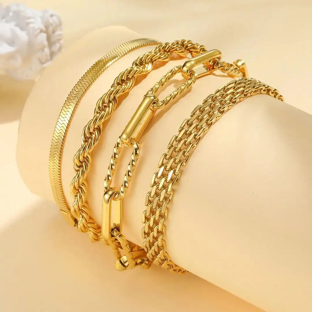 Stapeltaugliches Armband Golden Pearl Set