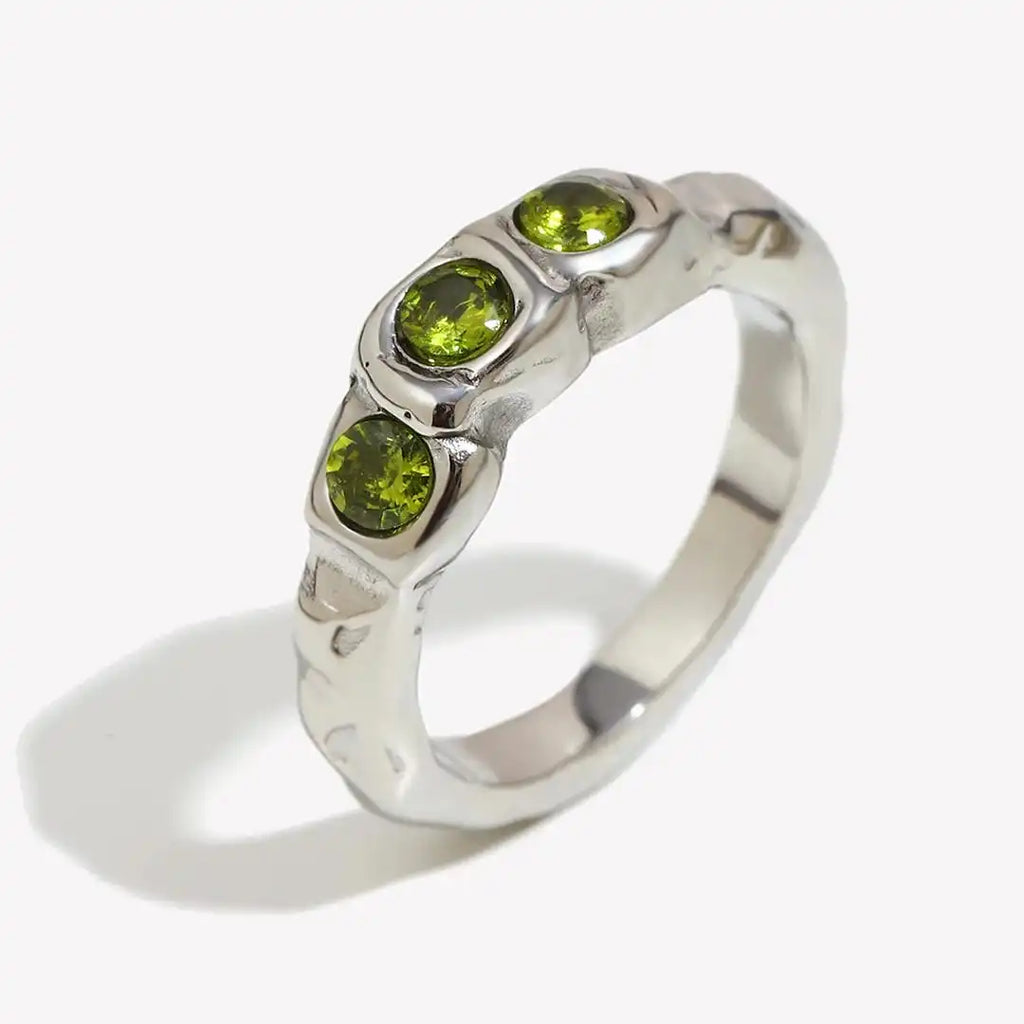 Vintage Goldene Einlege-Gemstone-Ring