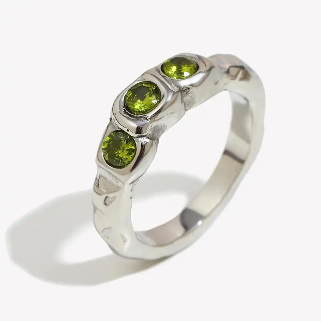 Vintage Goldene Einlege-Gemstone-Ring